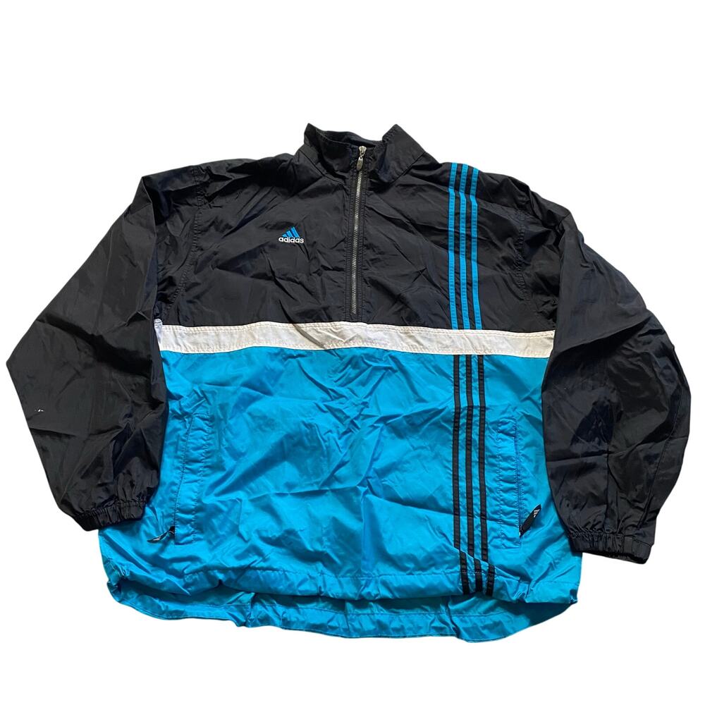 Vintage 90s Adidas Mens 1/2 Zip Pullover TRACKER HZ Windbreaker Jacket Size XL